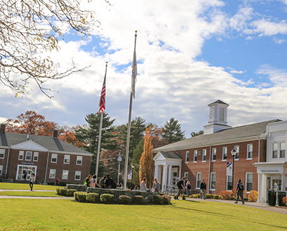 Students gather in the Academic Quad on a sunny day