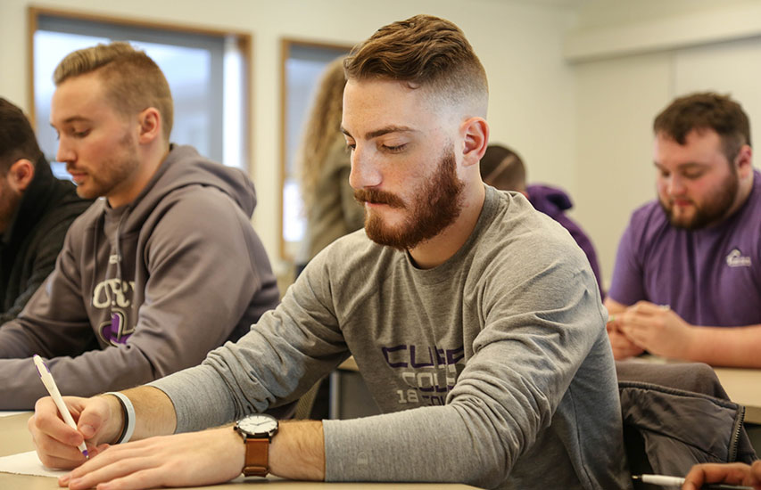 Student in class pursuing a Sports and Recreation Concentration at Curry College