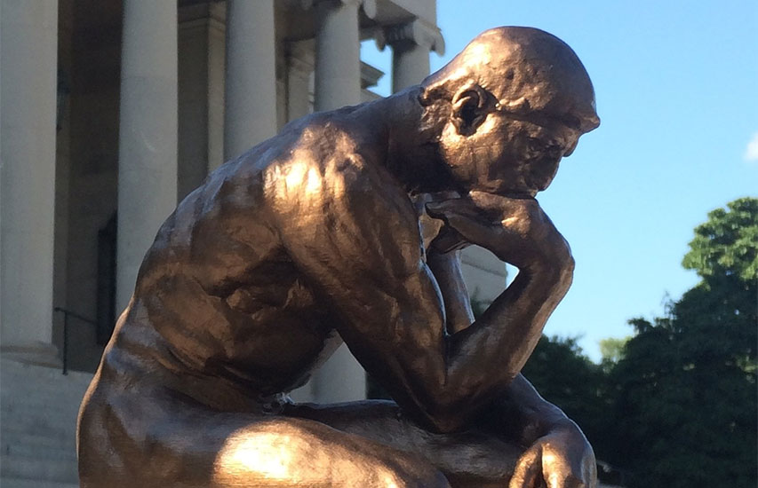 'The Thinker' representing the Philosophy Degree at Curry College