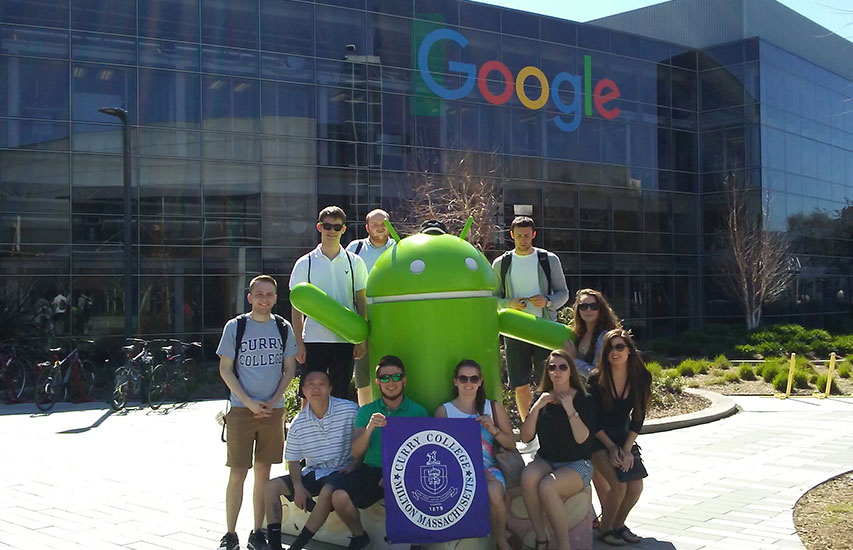 Students pursuing an Information Technology degree at Curry College visit the Google campus in Silicon Valley