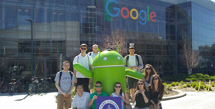 Students pursuing an Information Technology degree at Curry College visit the Google campus in Silicon Valley