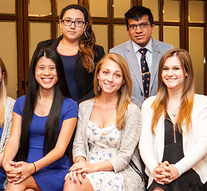Curry College SGA students pose for a photos