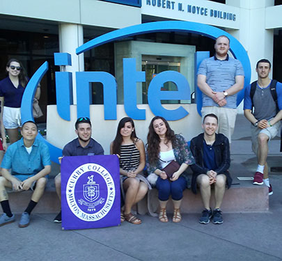 Curry College students outside of Intel in Silicon Valley