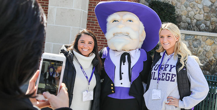 Curry College Accepted Students pose for a phone pic