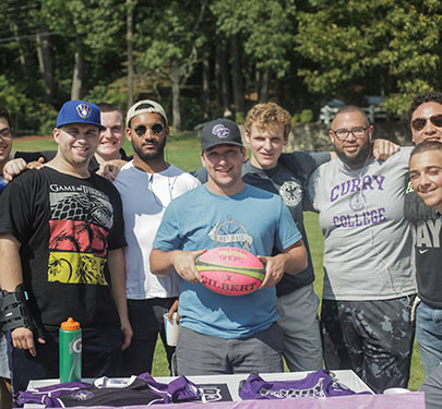 Rugby players at the Student Involvement Fair