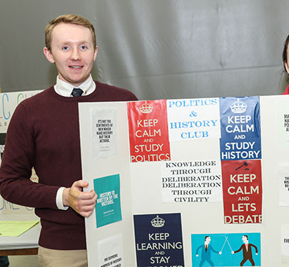 Politics and History Club member at the Student Involvement Fair