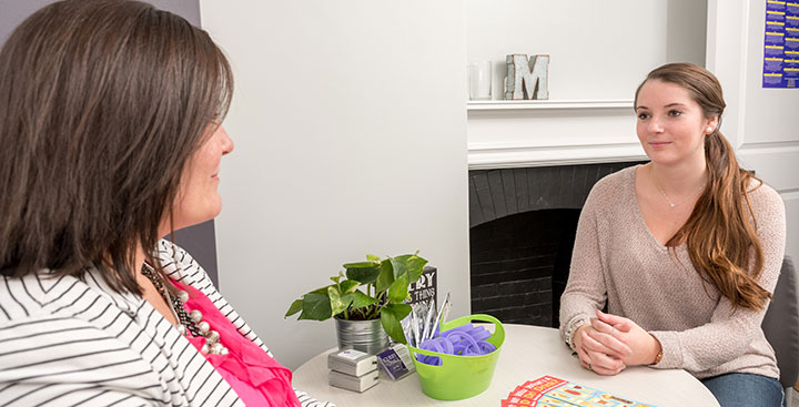 A student receives substance abuse education at the Wellness Center